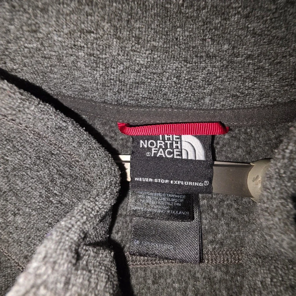 The North Face Mens XL Gray Full Zip Fleece Jacket Mock Neck Heathered Charcoal